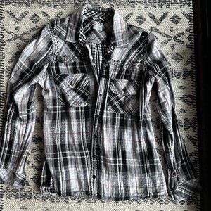 Guess Plaid Rhinestone Top